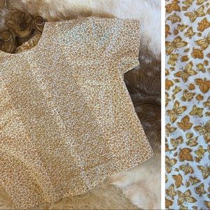 VINTAGE Smocked Sycamore Leaf & Butterfly Crop Top